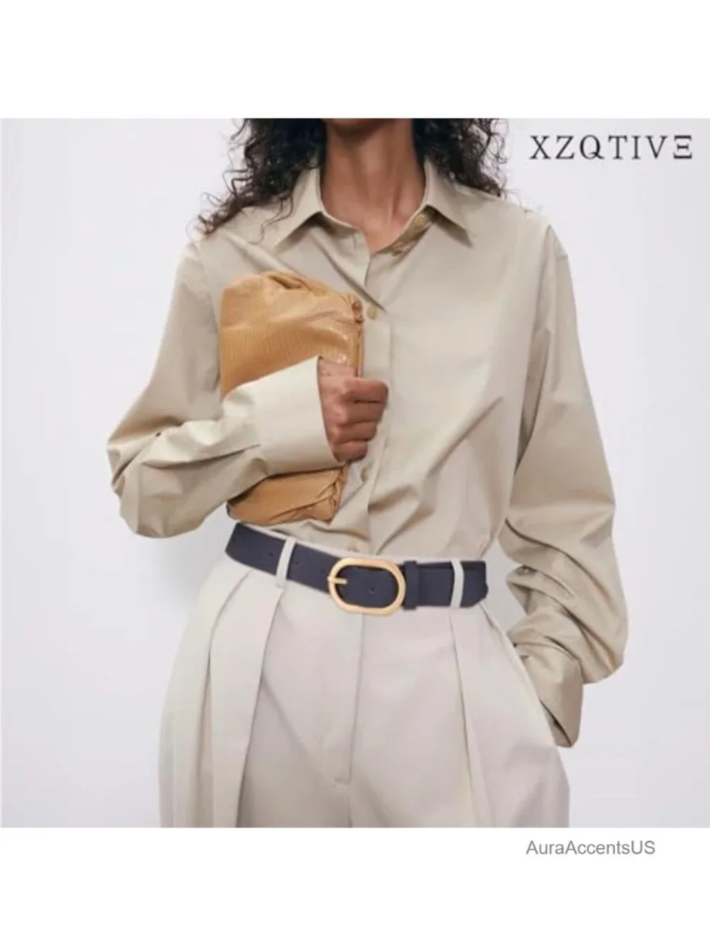 Plus Size Women's Leather Belt 3 Pack - Fashion Gold Buckle Waist Belt for
